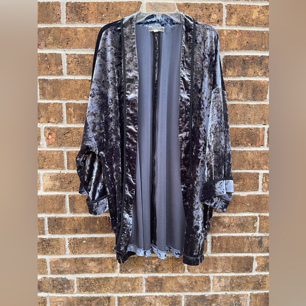 Pleione Velvet Open-Front Cardigan Kimono Size Large